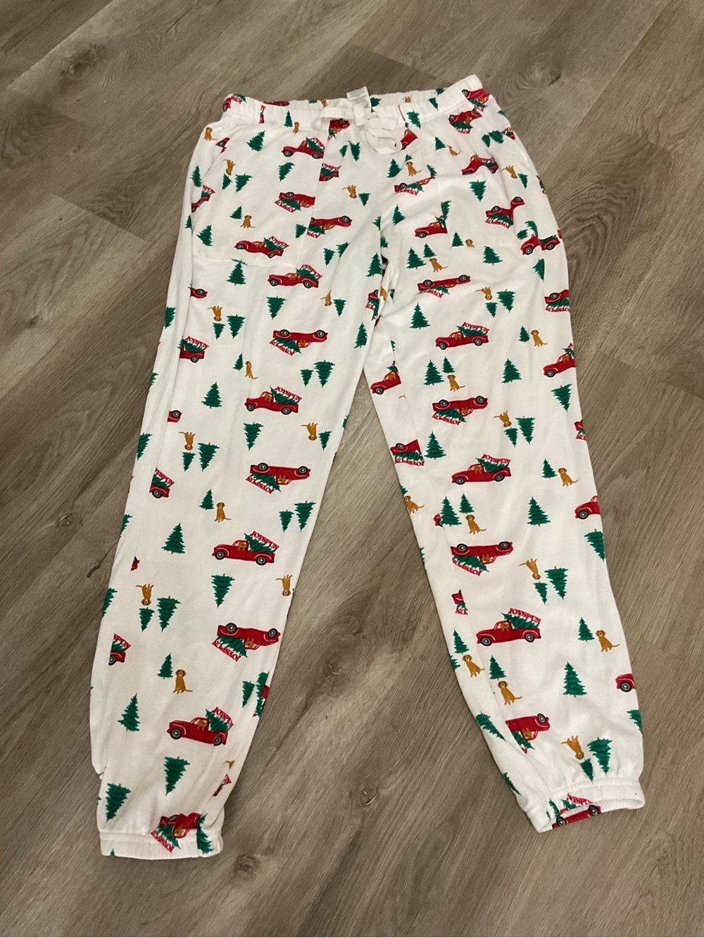 Cozy White Holiday Truck Print Pajama Pants